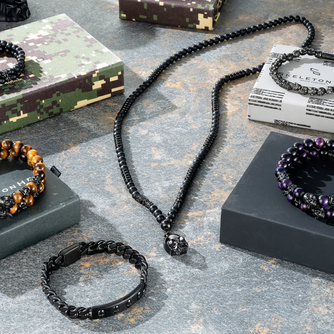 Memento Mori Long Skull Beaded Necklace - Image 4